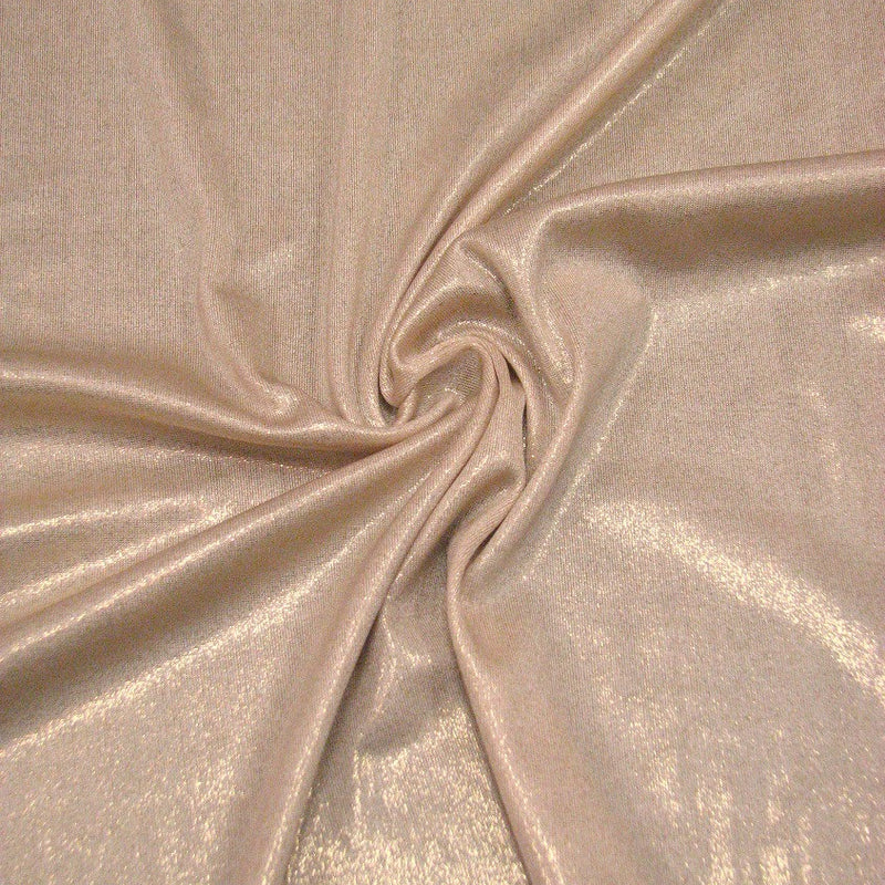 Gold Shiny Foil On Cream Stretch Lightweight Polyester Slinky Spandex Fabric - Gold, Shiny Foil, 57 To 58 Inches Wide