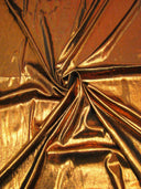 Gold Shiny Foil On Cream Stretch Lightweight Polyester Slinky Spandex Fabric - Gold, Shiny Foil, 57 To 58 Inches Wide
