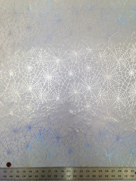 Spiderweb Pattern Shiny Silver Iridescent Foil Nylon Spandex Fabric - Black/Silver, White/Silver, Spiderweb Pattern, 58 To 60 Inches Wide