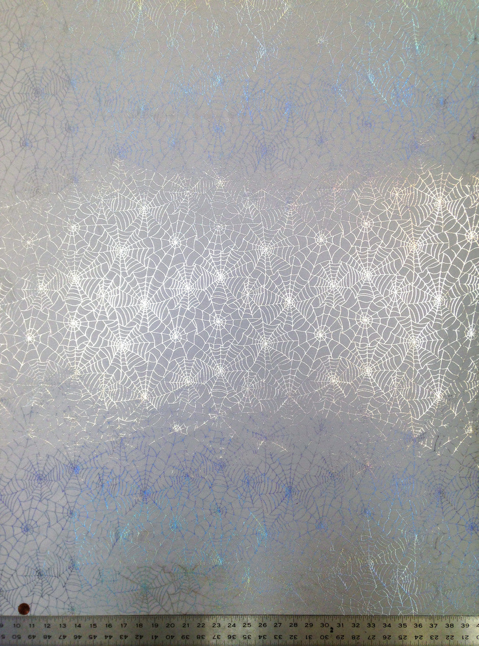 Spiderweb Pattern Shiny Silver Iridescent Foil Nylon Spandex Fabric - Black/Silver, White/Silver, Spiderweb Pattern, 58 To 60 Inches Wide