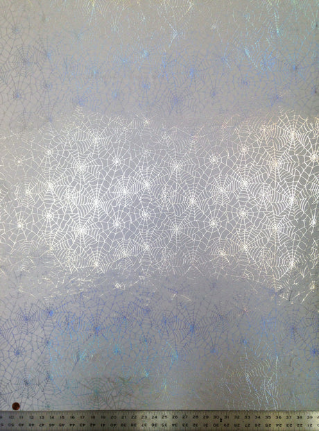Spiderweb Pattern Shiny Silver Iridescent Foil Nylon Spandex Fabric - Black/Silver, White/Silver, Spiderweb Pattern, 58 To 60 Inches Wide