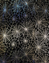 Spiderweb Pattern Shiny Silver Iridescent Foil Nylon Spandex Fabric - Black/Silver, White/Silver, Spiderweb Pattern, 58 To 60 Inches Wide