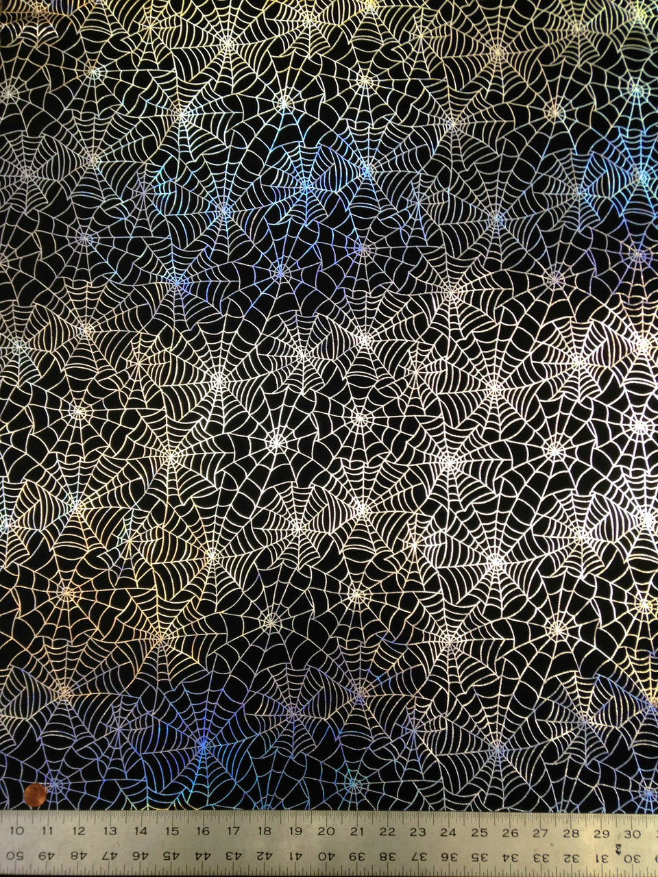 Spiderweb Pattern Shiny Silver Iridescent Foil Nylon Spandex Fabric - Black/Silver, White/Silver, Spiderweb Pattern, 58 To 60 Inches Wide