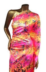 Shiny Rainbow Foil Abstract Pattern Nylon Spandex Fabric - Multi-Color Foil Abstract Pattern, 58"-60" Width