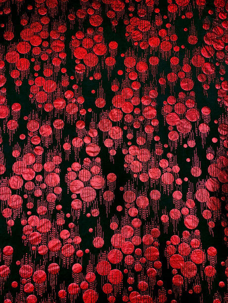 Polyester Spandex Fabric - Hologram Circles Design, Black/Red, Black/Gold, Black/Silver, 58"-60" Width