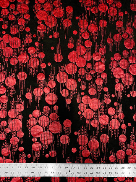 Polyester Spandex Fabric - Hologram Circles Design, Black/Red, Black/Gold, Black/Silver, 58"-60" Width