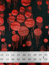 Polyester Spandex Fabric - Hologram Circles Design, Black/Red, Black/Gold, Black/Silver, 58"-60" Width