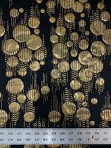 Polyester Spandex Fabric - Hologram Circles Design, Black/Red, Black/Gold, Black/Silver, 58"-60" Width
