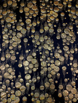 Polyester Spandex Fabric - Hologram Circles Design, Black/Red, Black/Gold, Black/Silver, 58"-60" Width