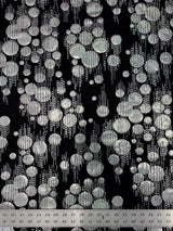 Polyester Spandex Fabric - Hologram Circles Design, Black/Red, Black/Gold, Black/Silver, 58"-60" Width