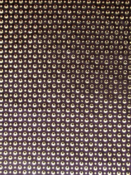 Polyester Spandex Fabric - Brown, Gold Foil Circles, 58"-60" Width