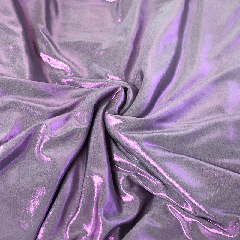 Solid Hologram Foil Polyester Spandex Fabric - Purple, Peach, Red, Gold, 58-60" Width