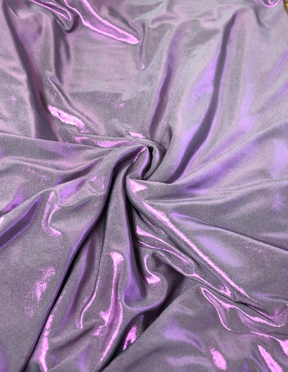 Solid Hologram Foil Polyester Spandex Fabric - Purple, Peach, Red, Gold, 58-60" Width