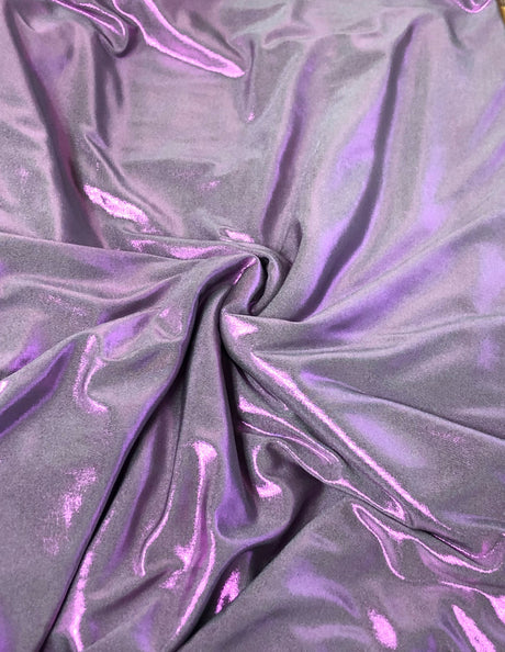 Solid Hologram Foil Polyester Spandex Fabric - Purple, Peach, Red, Gold, 58-60" Width