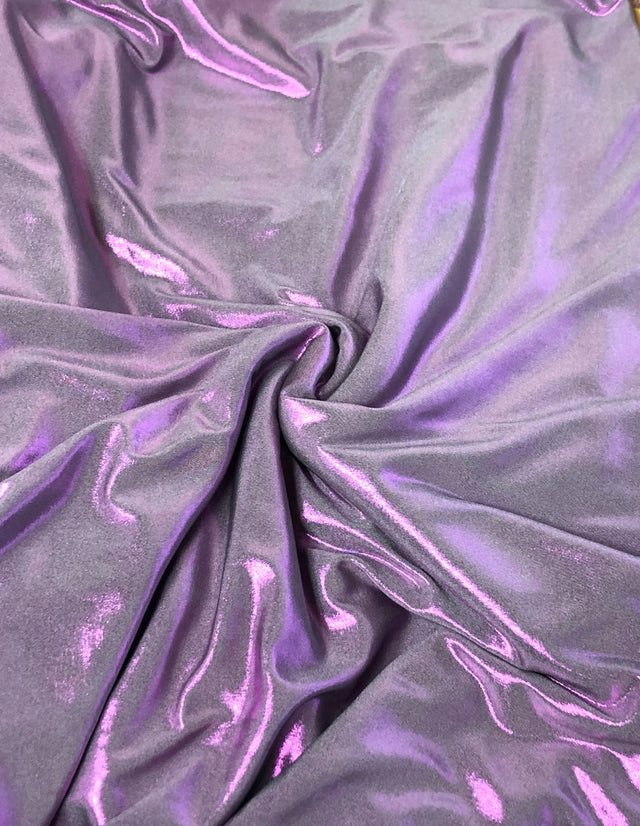Solid Hologram Foil Polyester Spandex Fabric - Purple, Peach, Red, Gold, 58-60" Width