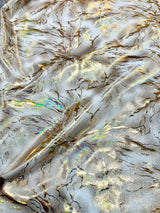 Holo Thunder Foil Print Nylon Spandex Fabric - Foil Print, Black/Silver, 58-60" Width