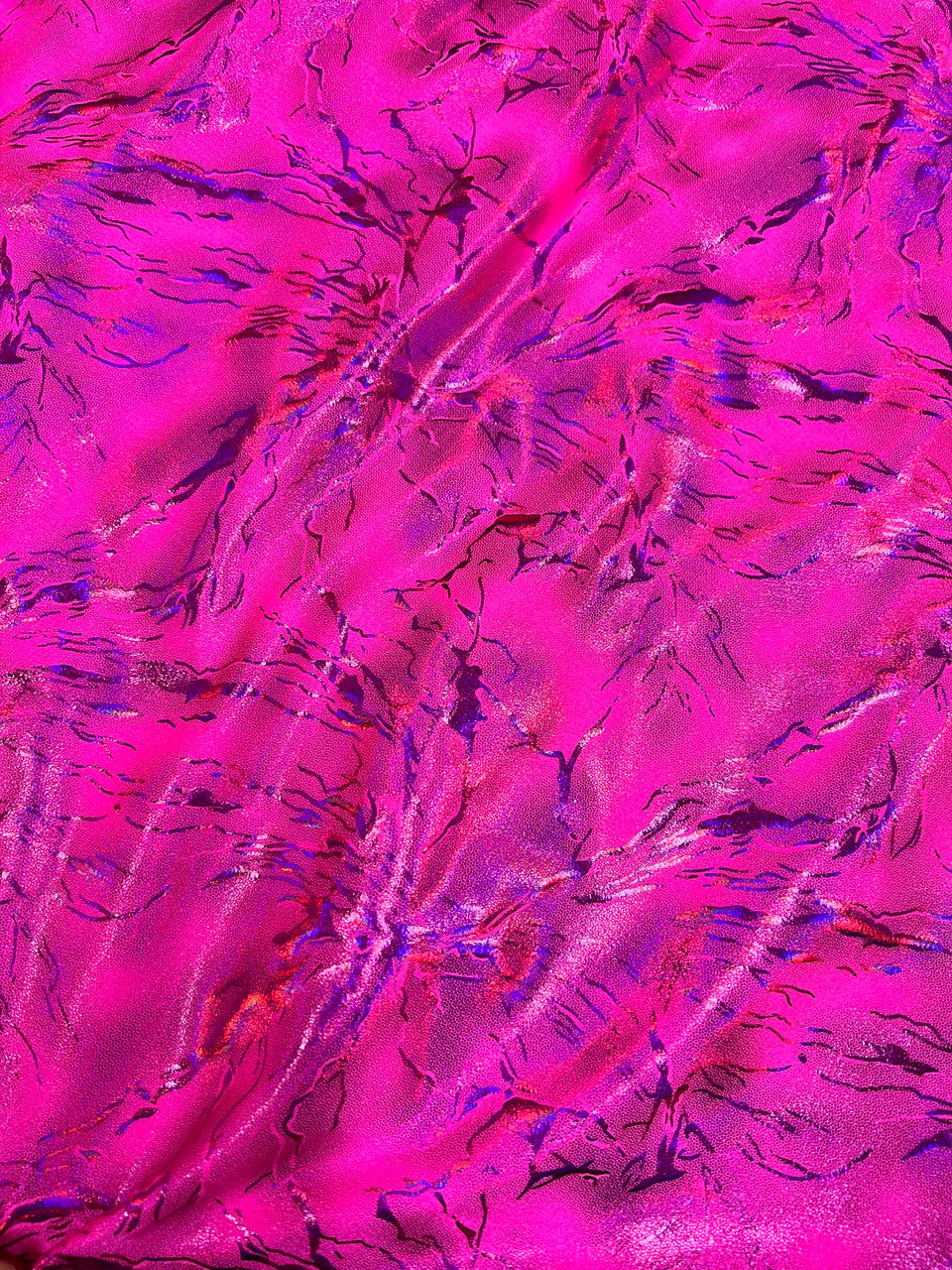 Holo Thunder Foil Print Nylon Spandex Fabric - Foil Print, Black/Silver, 58-60" Width
