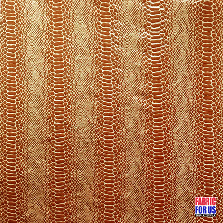 Shiny Stretch Foil Snake Skin Design Polyester Spandex Fabric - Snake Skin Design, Black/Brown/Red, 57" Width