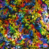 Holographic Shiny Reflective Graffiti Nylon-Spandex Stretch Fabric - Colorful Graffiti Burst, 57" Wide