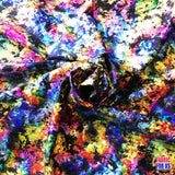 Holographic Shiny Reflective Graffiti Nylon-Spandex Stretch Fabric - Colorful Graffiti Burst, 57" Wide