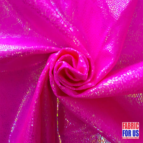 Snake Skin Hologram Nylon Spandex Fabric - White, Lime, Fuchsia, Mauve, Multi, 58/60" Wide