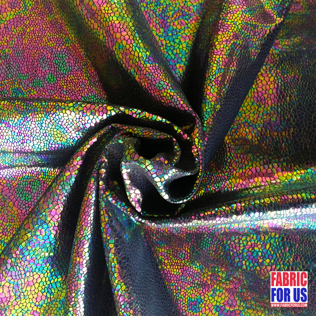 Snake Skin Hologram Nylon Spandex Fabric - White, Lime, Fuchsia, Mauve, Multi, 58/60" Wide