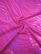 Zebra Holographic Foil Pattern Polyester Spandex Fabric - Lightweight Knit Jersey, Shiny Holographic Foil, 58" To 60" Width