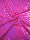 Zebra Holographic Foil Pattern Polyester Spandex Fabric - Lightweight Knit Jersey, Shiny Holographic Foil, 58" To 60" Width