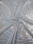 Zebra Holographic Foil Pattern Polyester Spandex Fabric - Lightweight Knit Jersey, Shiny Holographic Foil, 58" To 60" Width