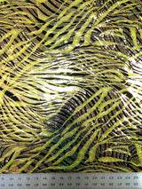 Dark Zebra Pattern Holographic Foil Polyester Spandex Fabric - Turquoise, Green, Purple, Red, Zebra Pattern, 58"-60" Width