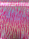 Chain Zebra Holographic Foil Polyester Spandex Fabric - Black/Silver, Fuchsia/Silver, Purple/Silver, Turquoise/Silver, Holographic Foil, 58"-60" Width