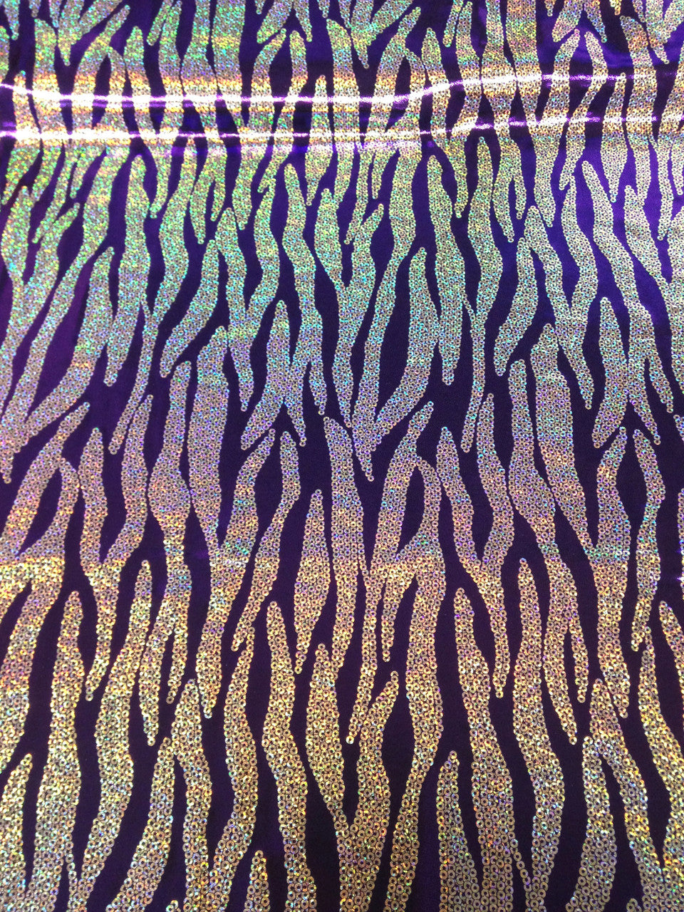 Chain Zebra Holographic Foil Polyester Spandex Fabric - Black/Silver, Fuchsia/Silver, Purple/Silver, Turquoise/Silver, Holographic Foil, 58"-60" Width