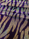 Chain Zebra Holographic Foil Polyester Spandex Fabric - Black/Silver, Fuchsia/Silver, Purple/Silver, Turquoise/Silver, Holographic Foil, 58"-60" Width