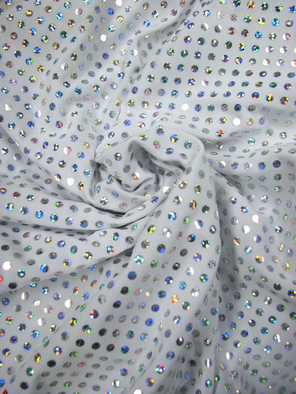 Polyester Single Spandex Fabric - 4Mm Hologram Shiny Circle, 58" To 60" Width