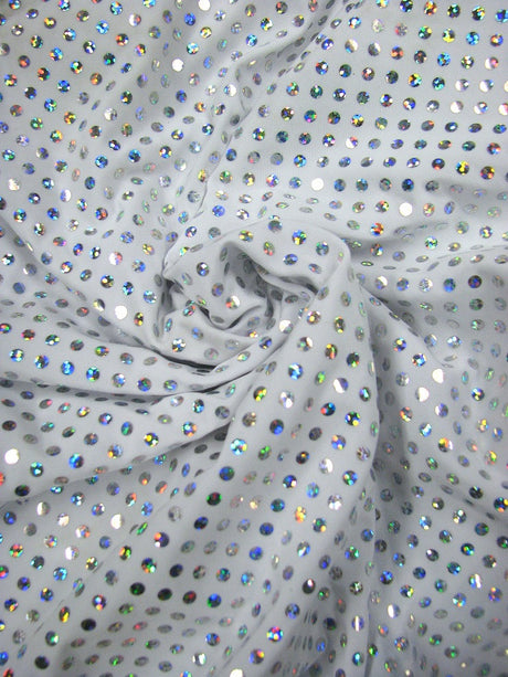 Polyester Single Spandex Fabric - 4Mm Hologram Shiny Circle, 58" To 60" Width