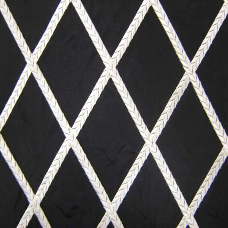 Fina Fabric 100 Percent Silk Taffeta Fabric - Diamond Embroidered, 54" Width (1 Yard)