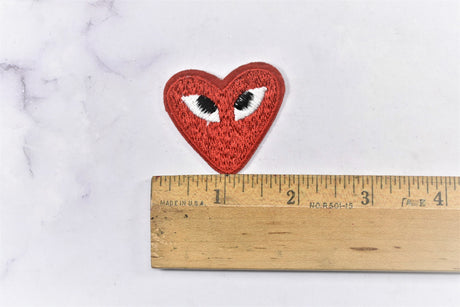 Embroidered Heart Patch with Eyes