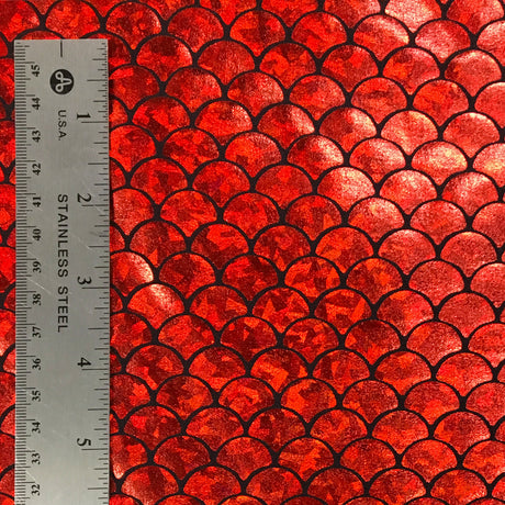 Mermaid Fish Scale Holographic Reflective Stretch Nylon Spandex Fabric - Red, Green, Royal, Fuchsia, Black, Silver, Gold, Turquoise, 58/60" Width