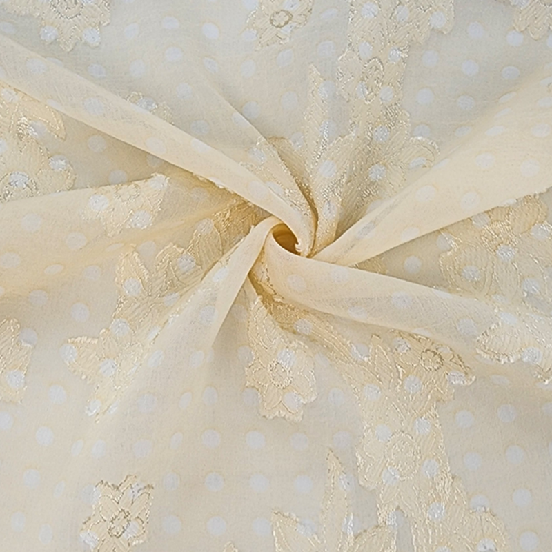 1 Yard Sheer Banana Floral Jacquard Chiffon Apparel Fabric 57 Inch Width