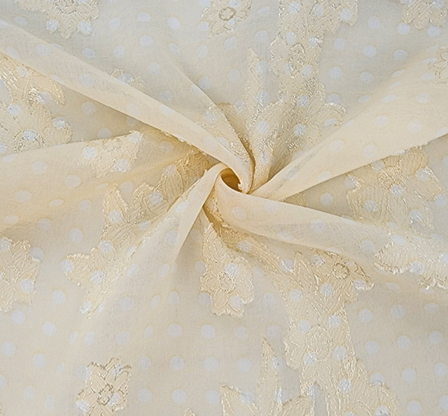 Floral Jacquard Chiffon 1D1234 Banana Polyester Fabric - Banana Floral Jacquard, 57/58" Width (1 Yard)
