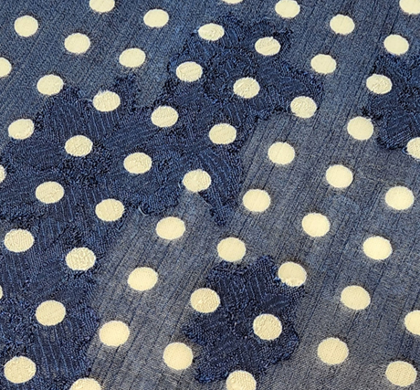 Floral Jacquard Chiffon 1D1234 Navy Polyester Fabric - Floral Jacquard, Navy, 57/58" Width (1 Yard)