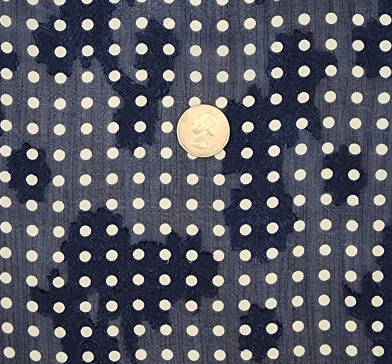 1 Yard Navy Floral Jacquard Chiffon Fabric 57/58" Wide Lightweight Sheer Polyester for Dresses & Apparel