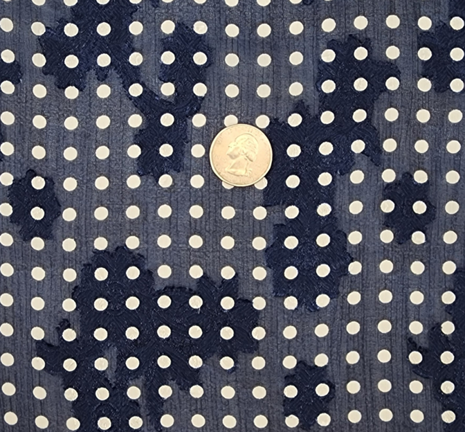 Floral Jacquard Chiffon 1D1234 Navy Polyester Fabric - Floral Jacquard, Navy, 57/58" Width (1 Yard)