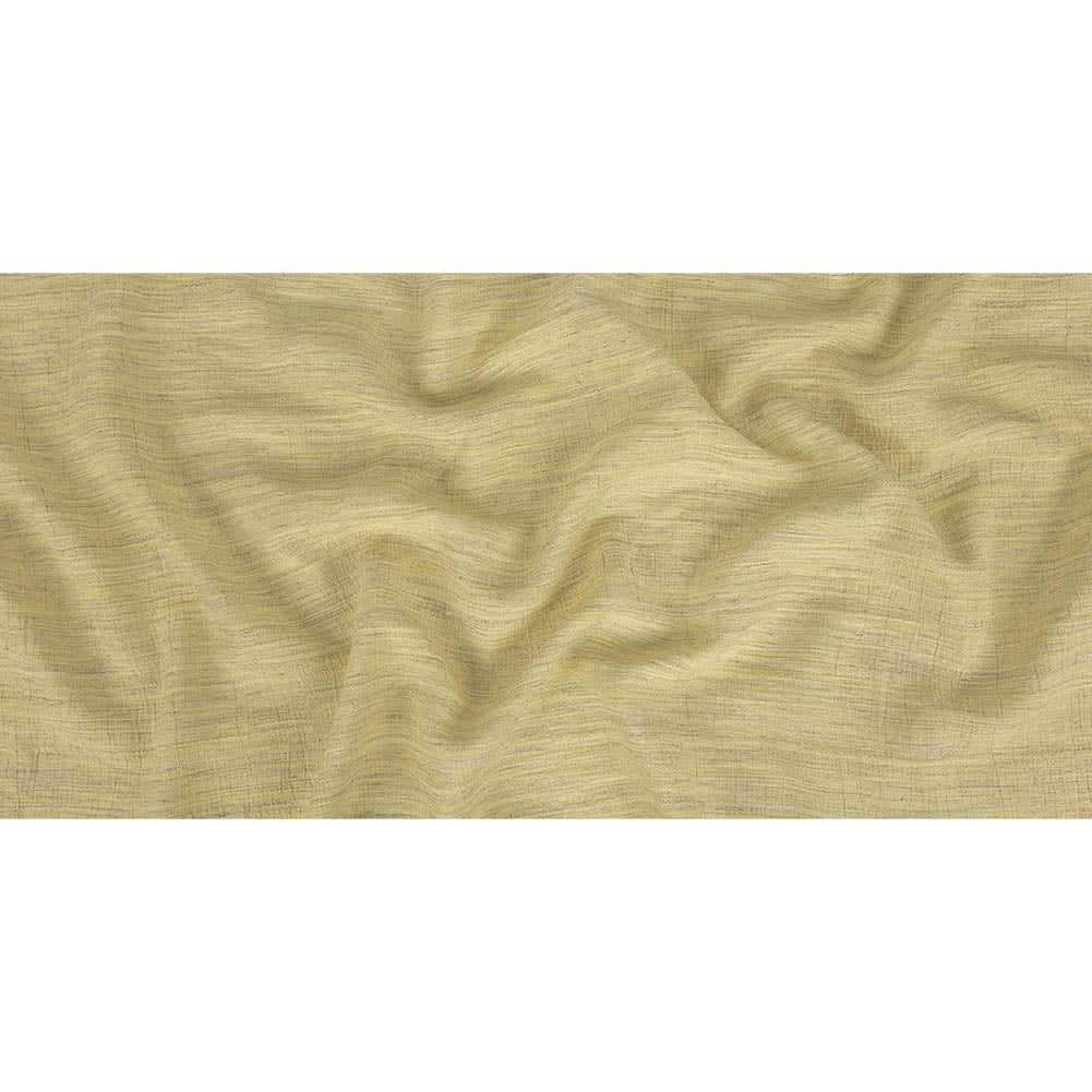 Pale Lemon, Ivory and Beige Striated Crinkled Linen and Polyester Double Cloth
