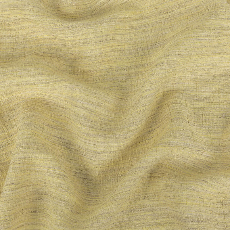 Pale Lemon, Ivory and Beige Striated Crinkled Linen and Polyester Double Cloth