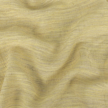 Pale Lemon, Ivory and Beige Striated Crinkled Linen and Polyester Double Cloth