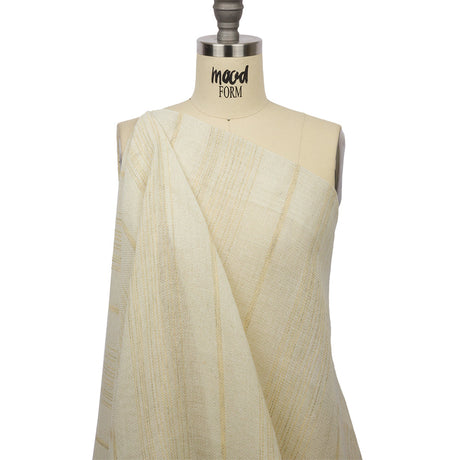Ivory and Beige Striped Polyester Burlap