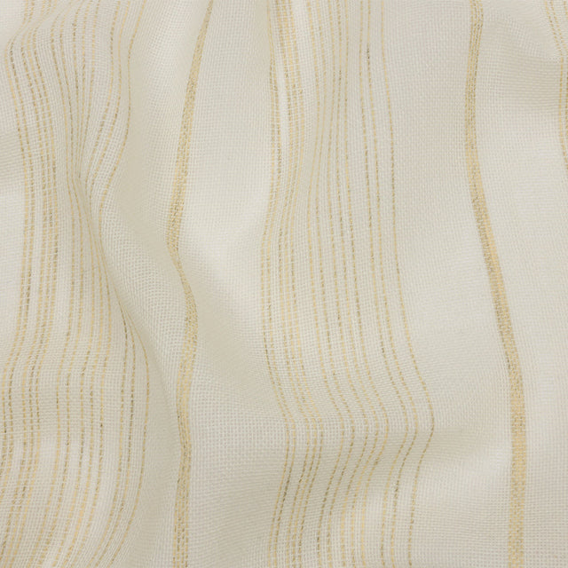 Ivory and Beige Striped Polyester Burlap