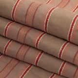Crockery, Red and Coral Linen Woven with Raised Jacquard Stripes