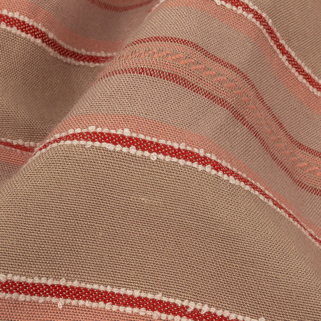 Crockery, Red and Coral Linen Woven with Raised Jacquard Stripes